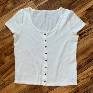 Waffle button down tee